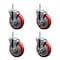 Service Caster 5 Inch Red Polyurethane Wheel Swivel 34 Inch Threaded Stem Caster Set with Brake SCC SCC-TS20S514-PPUB-RED-TLB-34212-4 - alternate 1